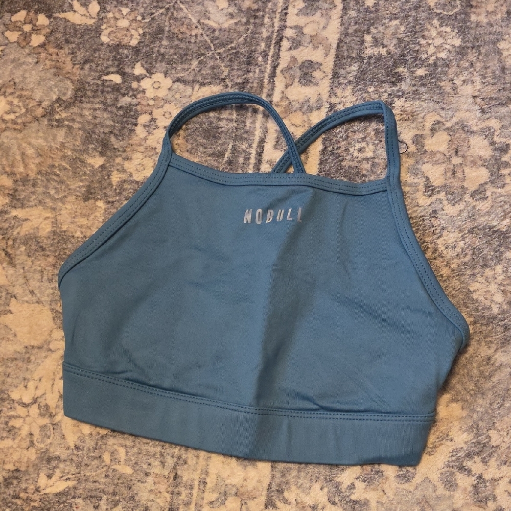 NOBULL Blue Teal Crisscross Sports Bra